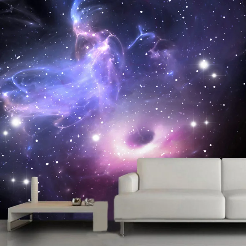 На заказ 3D настенная ткань современная звездное небо галактика настенная бумага спальня гостиная ресторан фон настенная бумага для стен декор