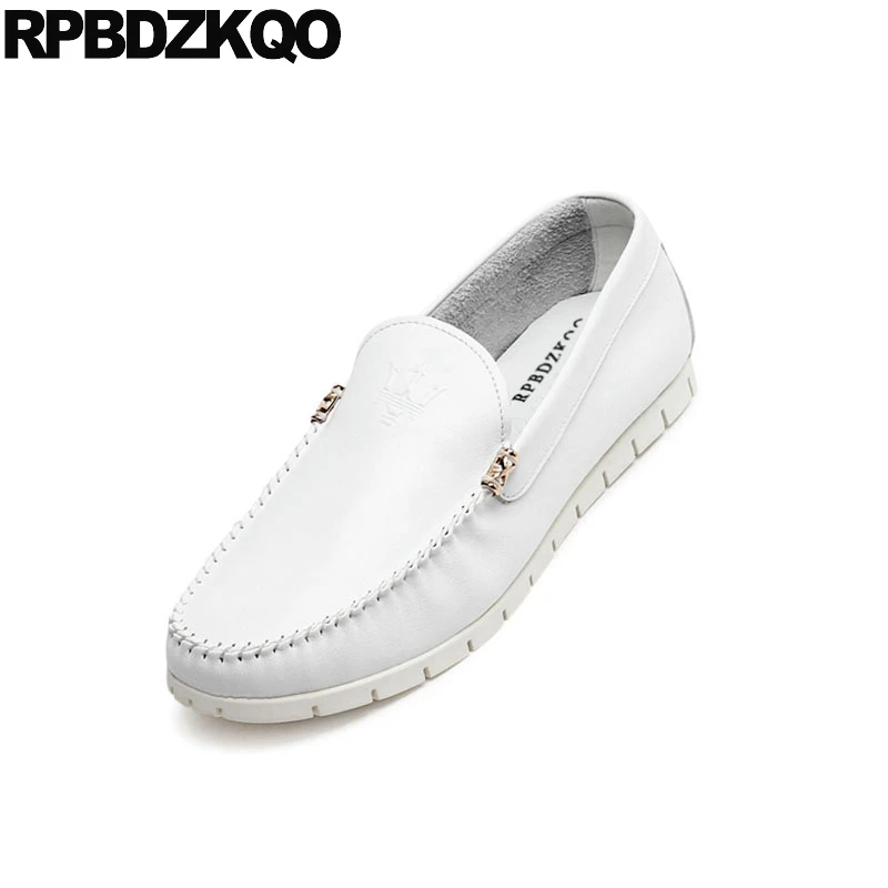 Hombres Pista Blanca Diseño azul Cuero Vaca De Zapatos Casuales verde 2018 Lujo negro Estilo Conducción blanco Los rojo Apricot Genuino Británico Piel Pisos Slip On Europea Mocasines waz0wU