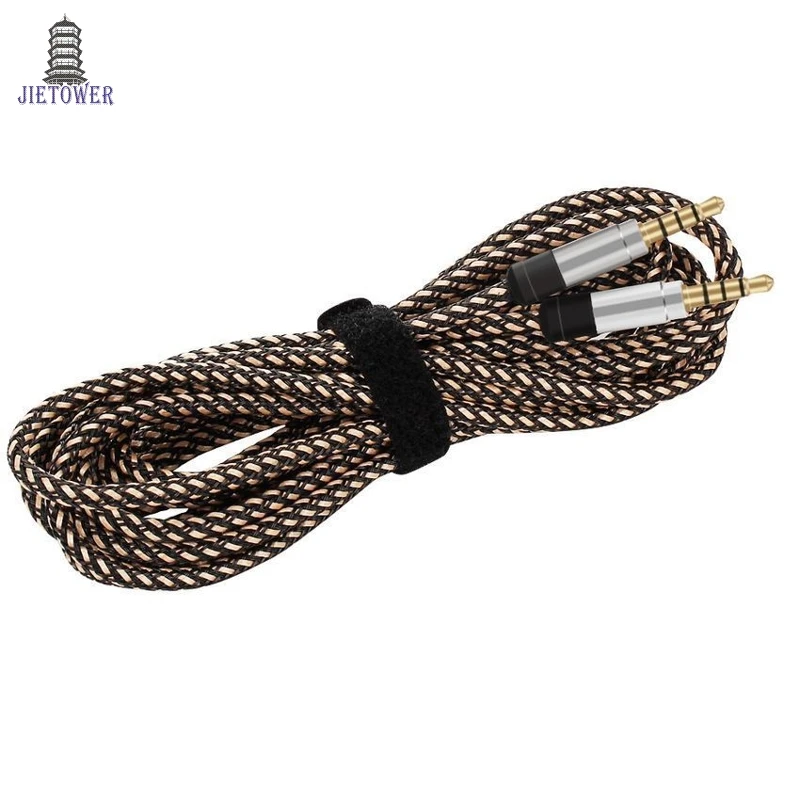 100pcs lot Jack 3 5mm Audio Cable Nylon Braid 3 5 Car AUX Cable 1 5M 3M Headphone audio Code for Phone MP3 Car Speaker wholesale