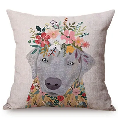 Cute Watercolor Painting Cat Flamingo Dog Kid's Nursery Art Room Decorative Throw Pillow Case Cotton Linen Animal Cushion Cover M090-5