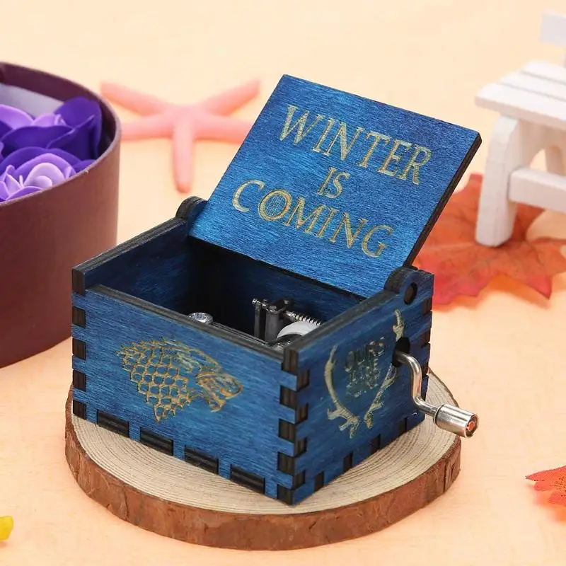 

Creative New Antique Carved Wood Music Box Retro Ancient Hand Crank Music Case Birthday Gifts Ornament Decoration For Home Room