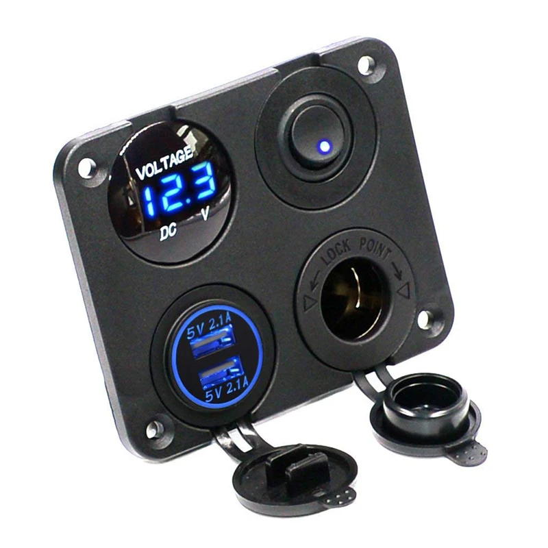 Beste 12 v Dual USB Lader Stopcontact Plug Switch Panel Mount Boot Truck Auto Boot AU