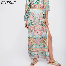 Новое поступление; сезон весна-лето; богемная Женская плиссированная юбка с цветочным принтом; WDD8338