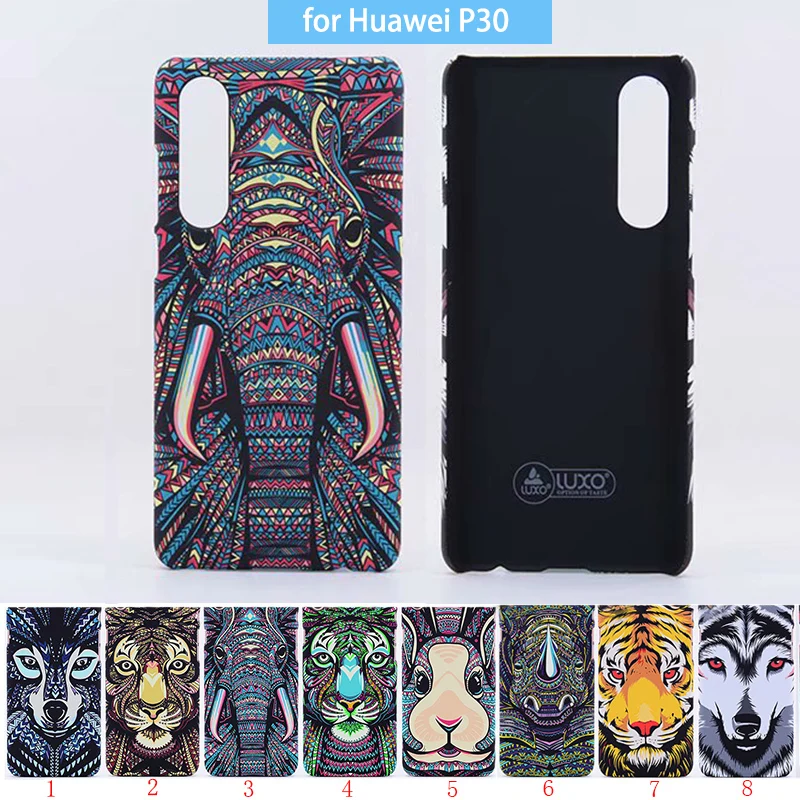 

Original Luxo Forest King Aztec Animals Faces Lion Wolf Owl Pattern Hard Cover Phone Protective Case for Huawei P30