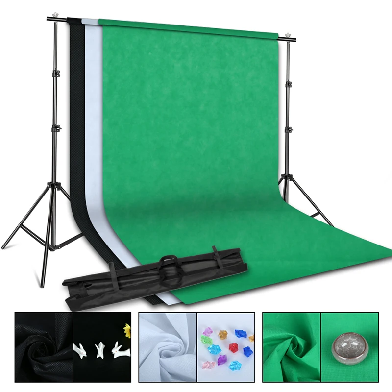  Green Screen Non-woven Background Support Stand Kit 20 Watt LED Hair Light Boom Stand Studio Photo 