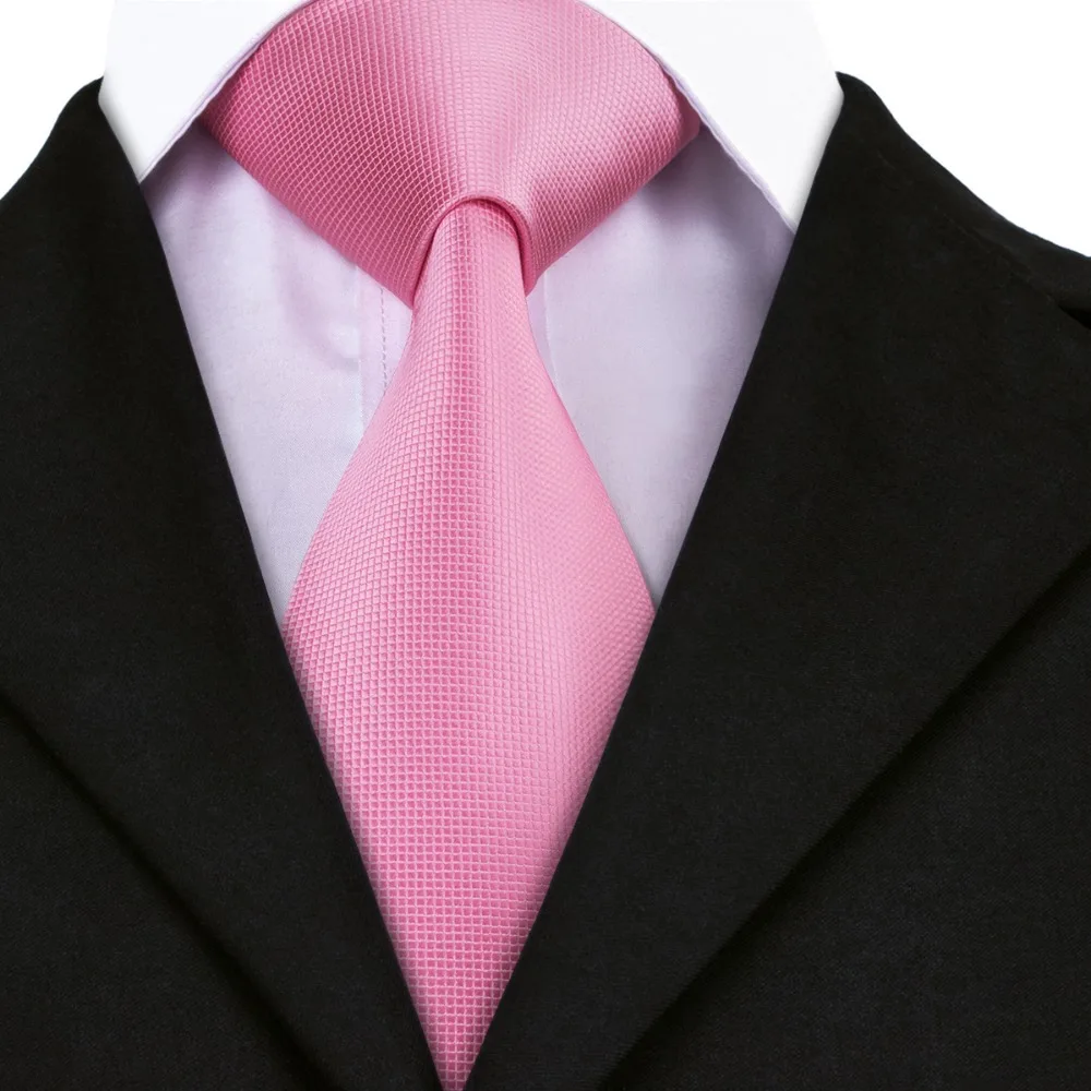 

Fashion Men Tie Pink Solid Silk Jacquard Necktie Business Party Wedding Gifts Ties For Men 8.5CM Width A-401