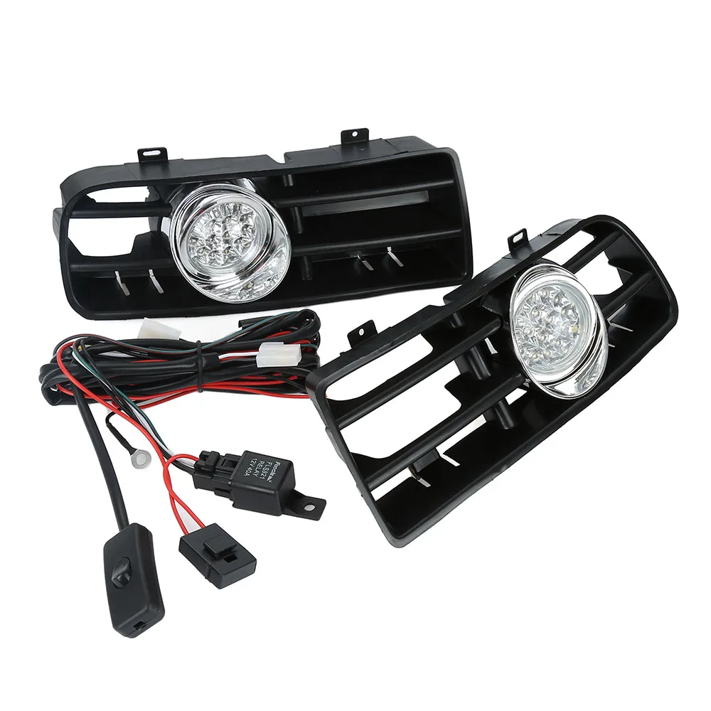 Front Lower Bumper Grill LED Fog Light X Lamp Wiring Harness for VW 99