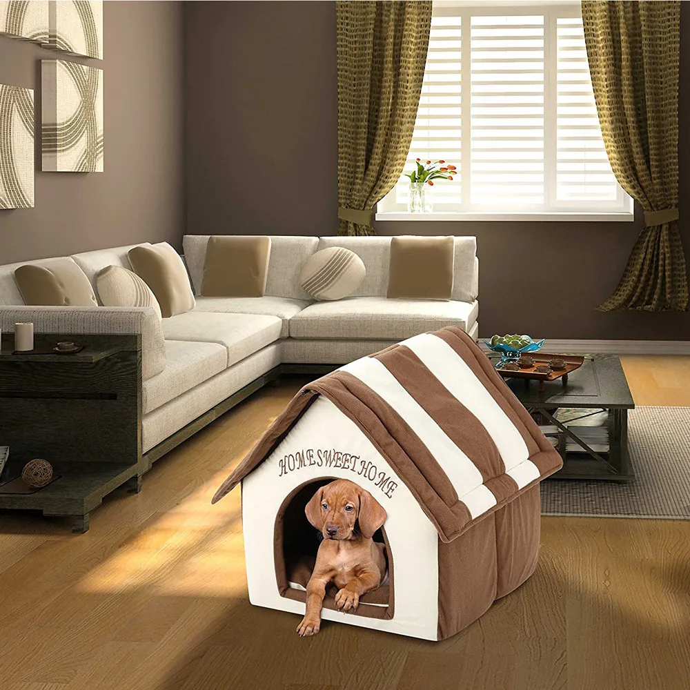 

ISHOWTIENDA Portable Indoor Pet Bed Dog House Soft Warm and Comfortable Cat Dog Sweet Room pet house Dog Beds For Small Medium