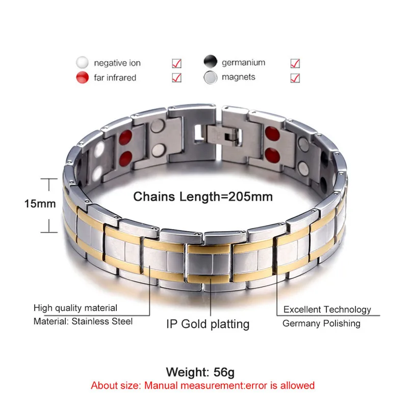 Лечебный магнитный браслет для мужчин из нержавеющей стали Ele men ts men медицинский магнитный терапевтический браслет ювелирные изделия