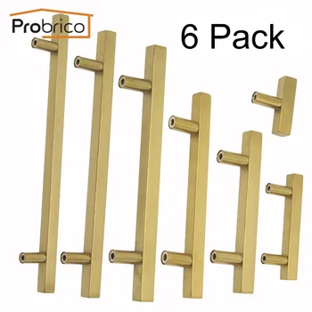 

Probrico 6 Pack Gold Brushed Door Cabinet Kitchen Handles for Furniture Drawer Knobs Cupboard Wardrobe Closet Dresser Pulls