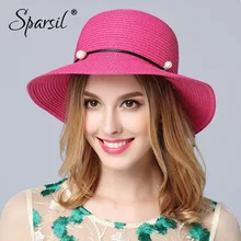 Sparsil, женская летняя Панама, Цветочная Повседневная соломенная шляпа, Женская Весенняя пляжная шляпа от солнца, шляпы Панамы, шляпа в рыбацком стиле, Панама, Солнцезащитная шляпа