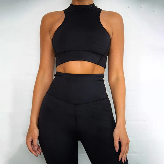 Women 2 piece Workout Yoga Sets Sportswear Zipper Crop Tops Padded and Gym Push Up Leggings Sports Suits Women's Tracksuits L 1