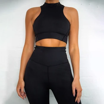 

Women 2 piece Workout Yoga Sets Sportswear Zipper Crop Tops Padded and Gym Push Up Leggings Sports Suits Women's Tracksuits L
