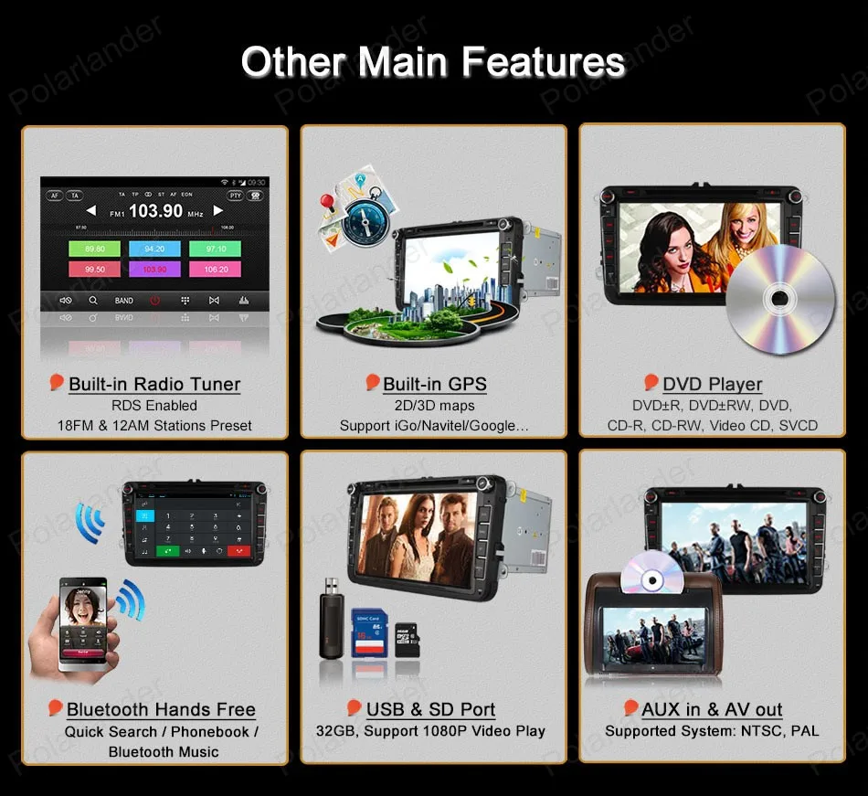 Top Android4.4 Car DVD For VW Golf 5 6 Polo Passat Jetta Tiguan Touran Skoda Octavia Seat Quad Core wifi 3G GPS radio 15