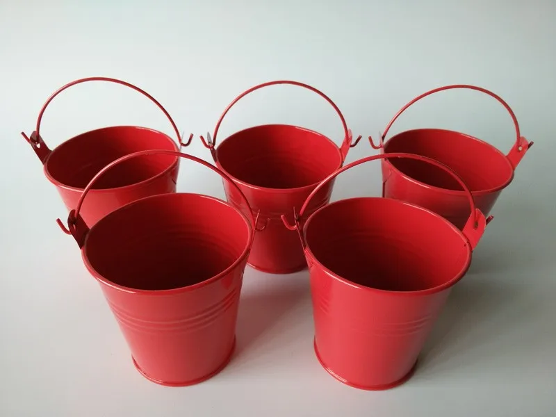 

20pcs/Lot D7.5XH7.5CM bonsai bacony Flowerpots Mini Planter pure garden bucket Red metal seed buckets Red planter and pot