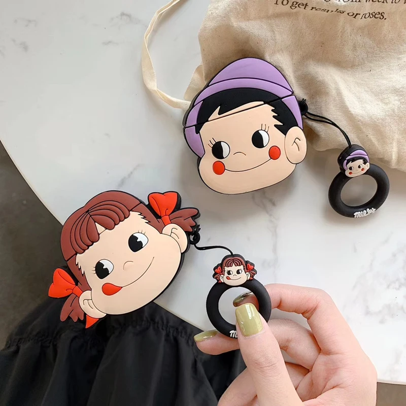 Мультяшный fujiya молочный Милый Забавный чехол для наушников Poko Peko Apple