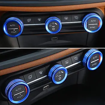 

BBQ@FUKA For Alfa Romeo Giulia 2017 Car Center Console Air Condition Switch Button Trim Ring AC Cover Trim Blue/red/silver