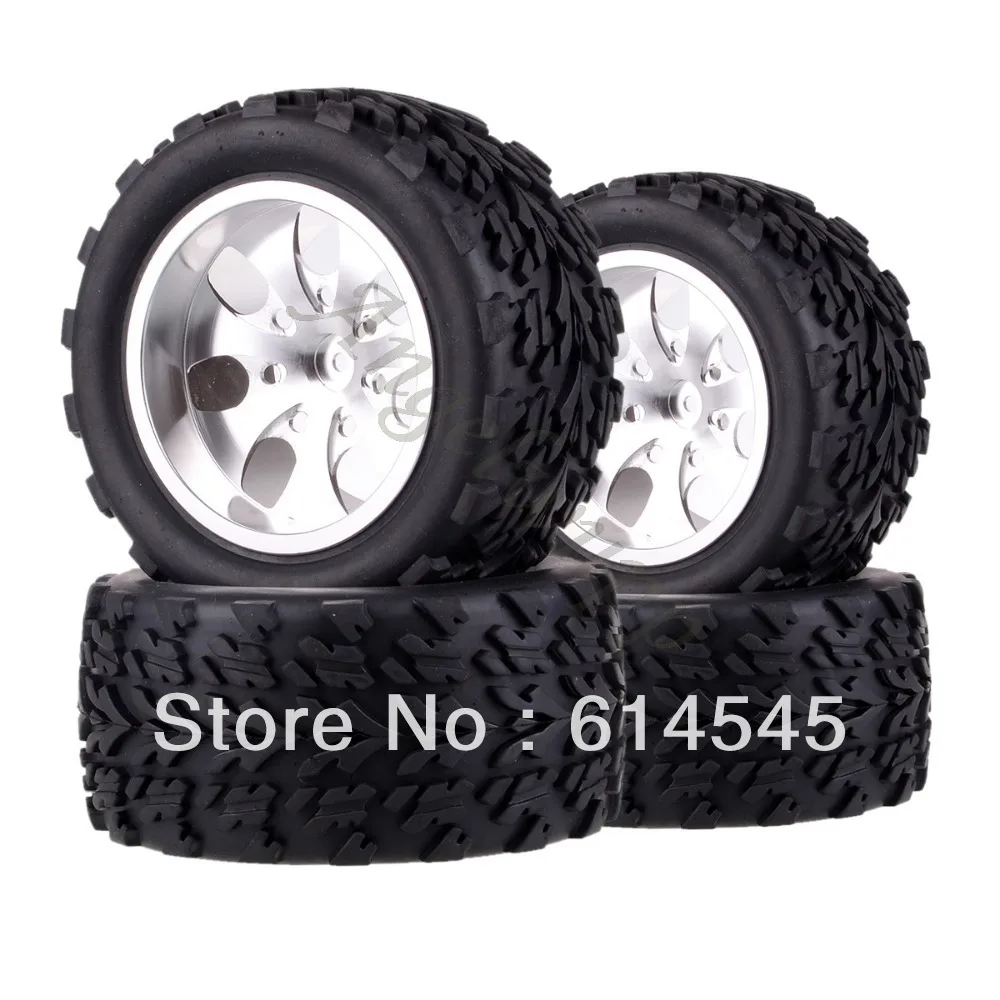 

88119 4xRC Monster Truck Bigfoot Metal 1:10 Wheel Rim & Tyre Tires 12MM HEX