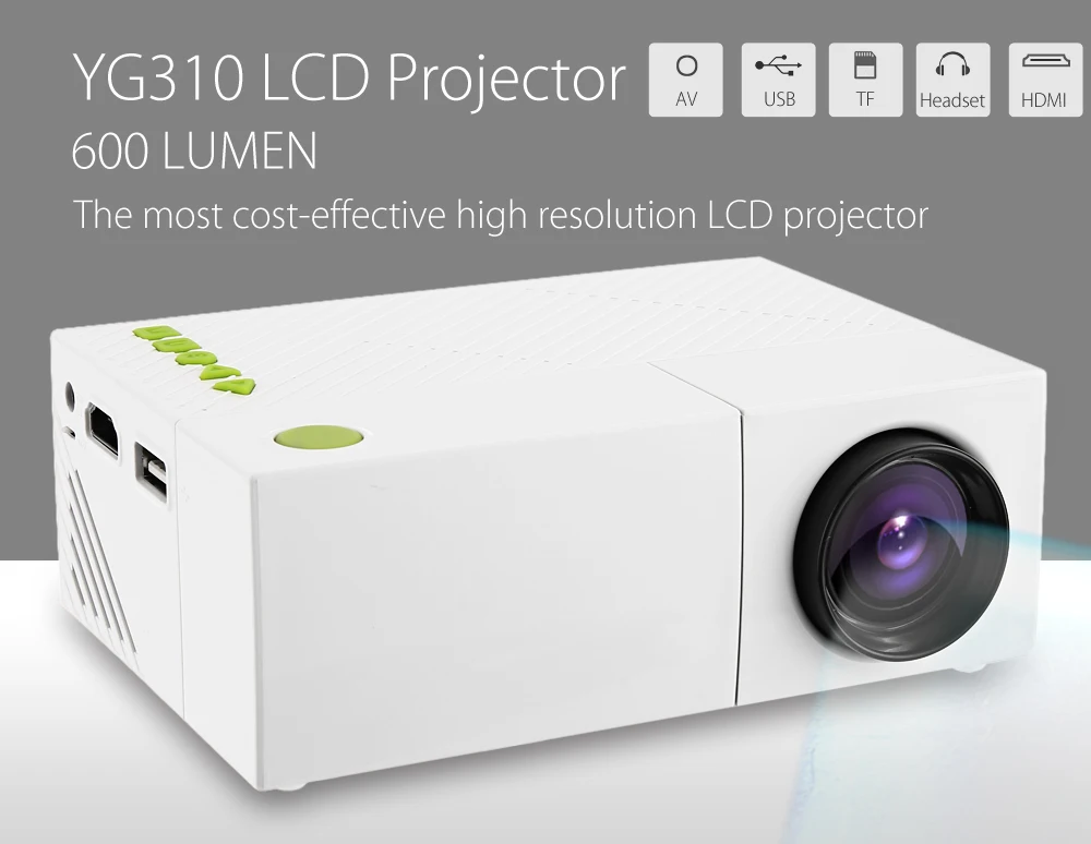 Exquizon YG310 обновленный YG300 светодиодный портативный проектор HD 600 люмен 320x240 1080P AV USB