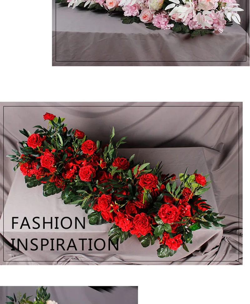 Flone 50cm Artificial Silk Rose Flower Row For Pink Wedding Decoration Arch Road Lead Window Party Decor Fake Flowers Home Art (9)