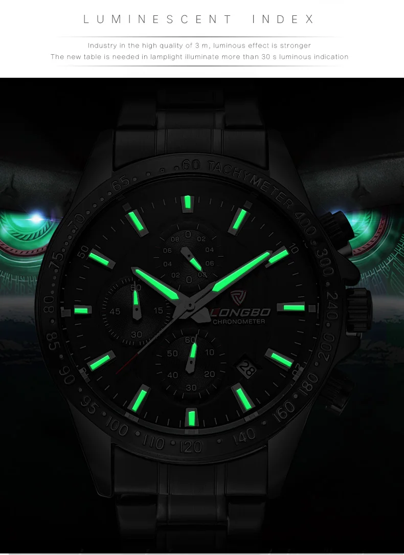 

2016 Fashion Luxury Brand LONGBO Stainless Steel Sports Military Analog Quartz Watches Waterproof Wrist Mens Watches 80177
