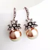 Qianraq Delicate Pearl Earrings Sun Flower with Rhinestones Earrings Ladies Party Jewelry Gifts Imitate Pearl Crystal Dangle Ear ► Photo 2/6