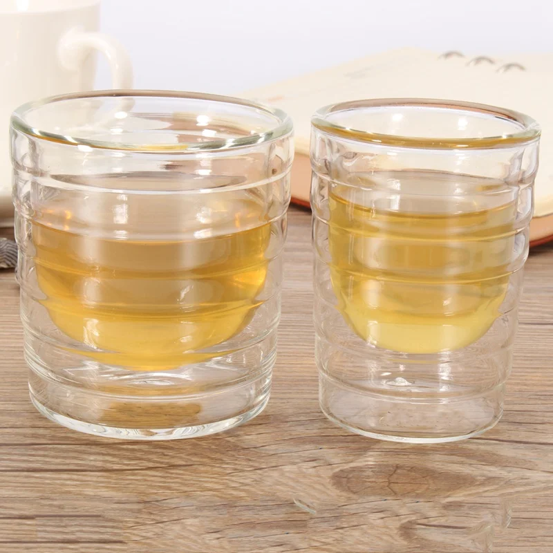 

85ml/150ml Glass Double Layer Mug Beer Milk Coffee Mug Heat Resistant Whisky Mug Drinking Mugs Espresso Coffee Cup Bar