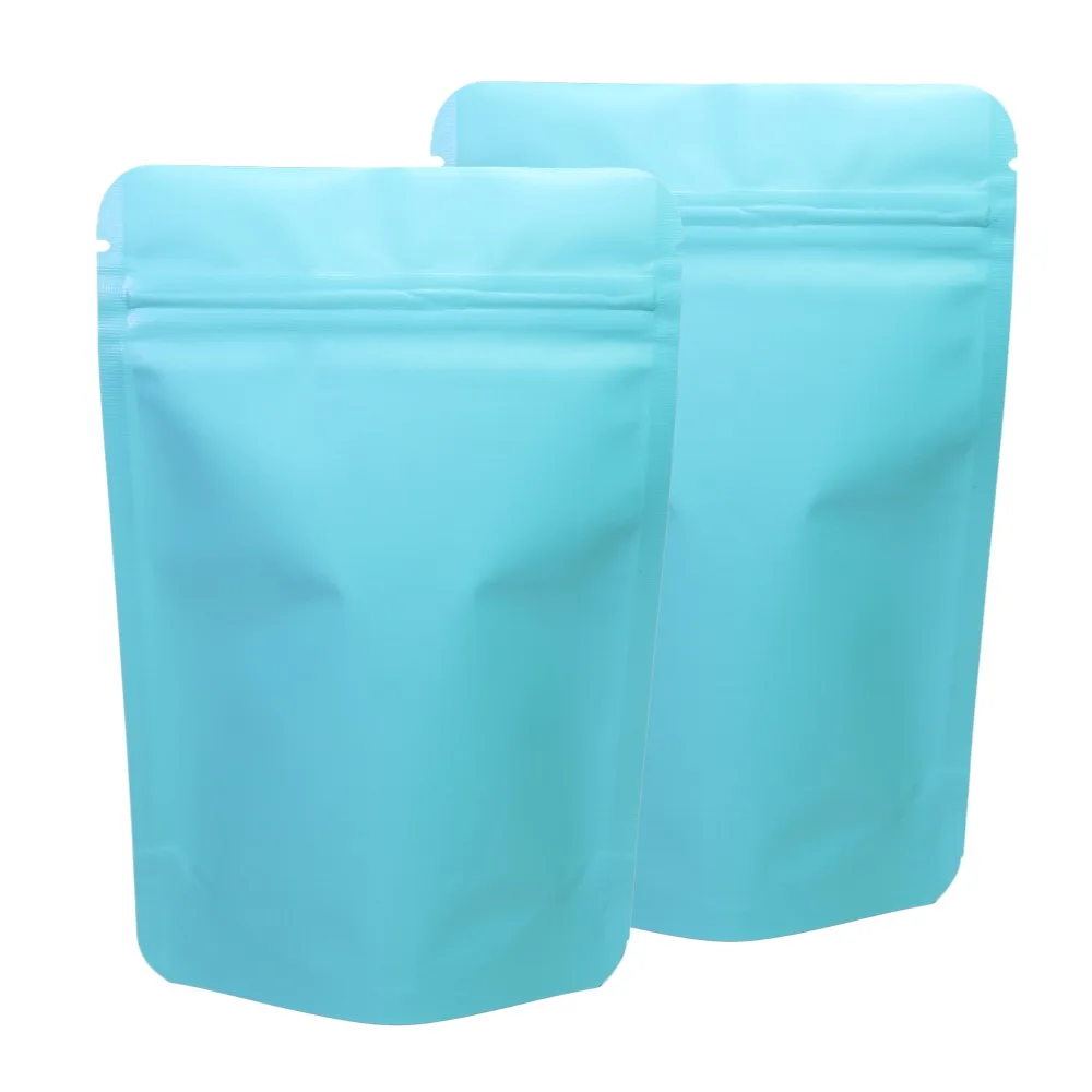 

10x15cm Both Side Sky Blue Candy Storage Bag aluminum foil With ziplock stand up bags dull polish blue bags