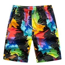 Быстросохнущие Летние повседневные пляжные шорты для мужчин, большой размер, цветочный принт, эластичная талия, мужские пляжные шорты, бермуды с карманами, мужские бриджи