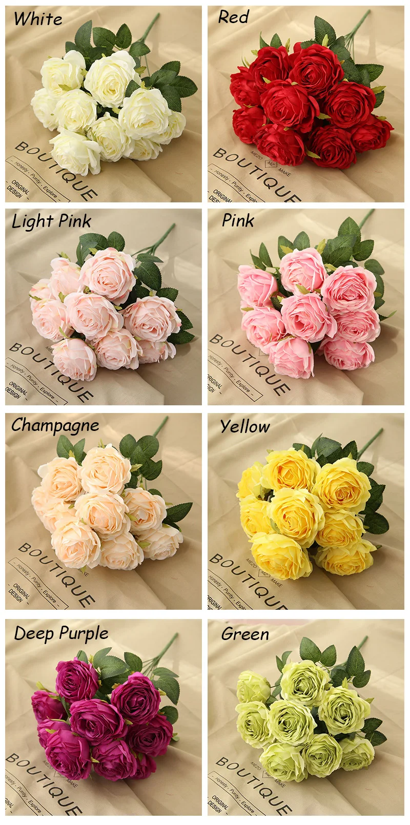 Flone Artificial Rose Flowers Bouquet Fake 10 Head Rose Flowers Boquet Home Decor Fleurs Artificielles En Soie Haute Qualite (29)