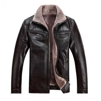 

Winter luxury Faux Leather Jacket Men Top Quality Thick Velvet Long Motorcycle Jackets Coat Men Casual