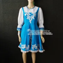 Традиционный русский Национальный Костюм танцевальный модный синий комбинезон женское летнее платье Россия танцевальная одежда