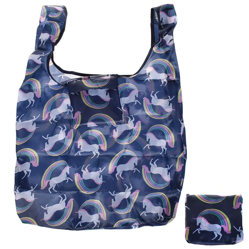 

Fashion Unicorn printing foldable eco-friendly shopping bag Tote Folding pouch handbags Convenient Large-capacity storage bags