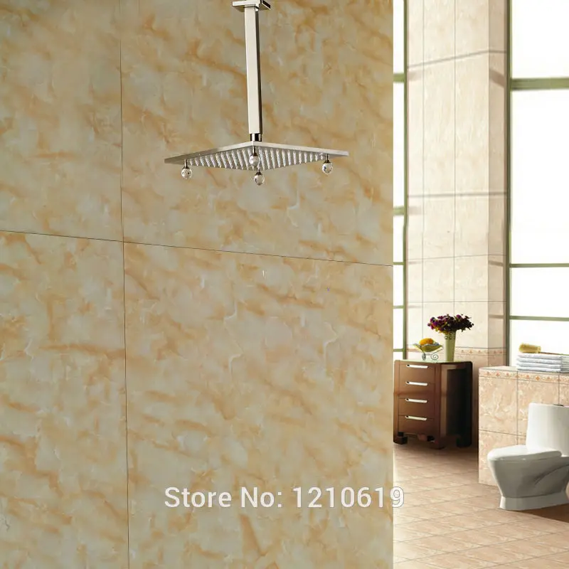 

Newly Euro Style Crystal Top Shower Head Ceiling Mount 8" Shower Sprayer w/ Shower Arm Nickel Brushed