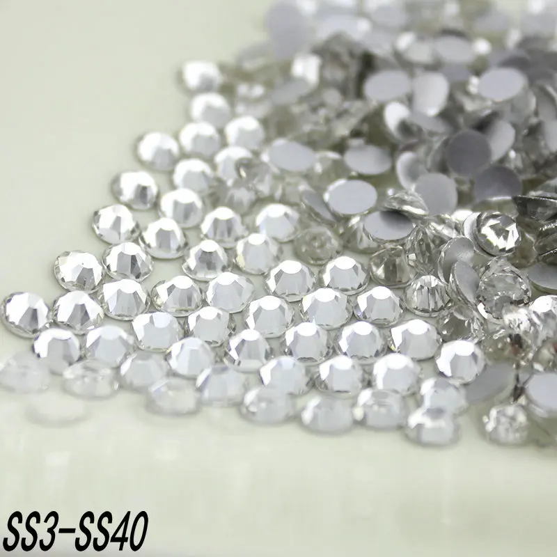 

SS3-SS40 Flat Back Crystal Clear Non Hotfix Glue On 3D Rhinestones for Jewelry making diy, nail art decoration,clothing beads