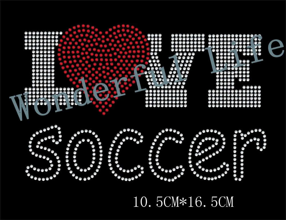 China factory supply I love soccer high quality nice red with clear crystal Transfer rhinestones transfer | Дом и сад