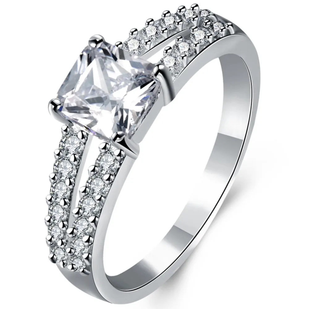 

Size 4-11 Split Shank Princess Cut Wedding Engagement Ring Bridal Propose Statement Party Birthday Mother's Day