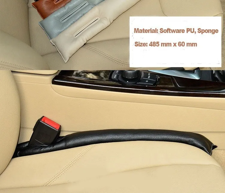 Free Shipping Grey Black Beige Brown Car Seat Cushion Crevice Gap Stopper PU Leather Leakproof Protector car seat cover pad -