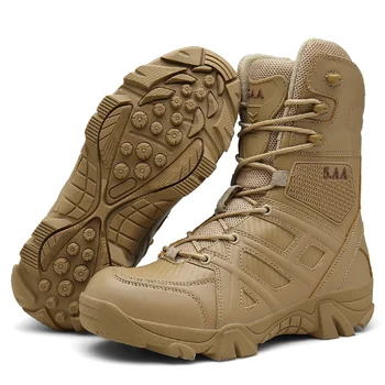 

Outdoor Sports Training Climbing Desert Hiking Shoes High Tube Leather Waterproof Non-slip Tactical Male botas tacticas hombre