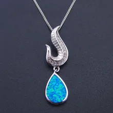 Высокое Качество Изысканные Ювелирные Изделия Стерлингового Серебра 925 Blue Fire Opal Ожерелье С Цепочкой Для Женщин