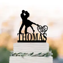 Персонализированные Свадебный торт Топпер мистер и миссис, Dacing свадебный торт Топпер Пользовательское имя, жених и невеста торт Топпер