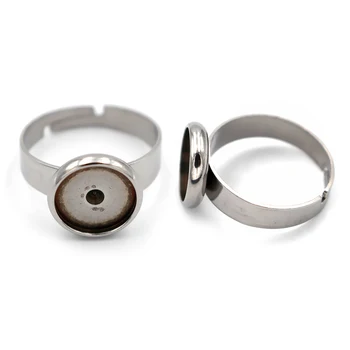 

Stainless Steel Ring Findings Blanks 8mm 10mm 12mm Round Smooth Strong Bezel Cameo Cabochon Bases Metal Ring DIY Jewelry No Fade
