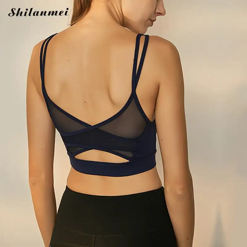 Breathable Push Up Yoga Bras Tops Fitness Women Shockproof Mesh Sports