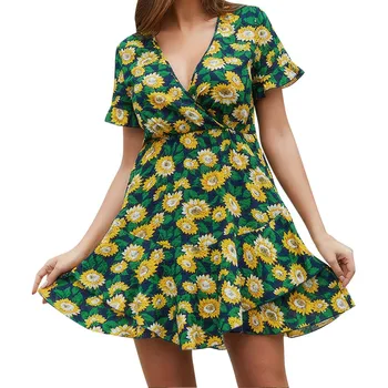 summer dress Women Fashion Summer Sexy Short Sleeve Printing V-Neck Short Dress sexy dress summer dress Women Fashion Summer Sexy Short Sleeve Printing V-Neck Short Dress sexy dress