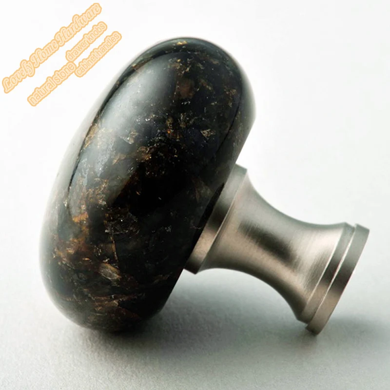 40mm Round Kitchen Cabinet Knob Cupboard Door Knobs Green Furniture Hardware Brazil Verde Ubatuba Granite with Solid Brass Base | Мебель