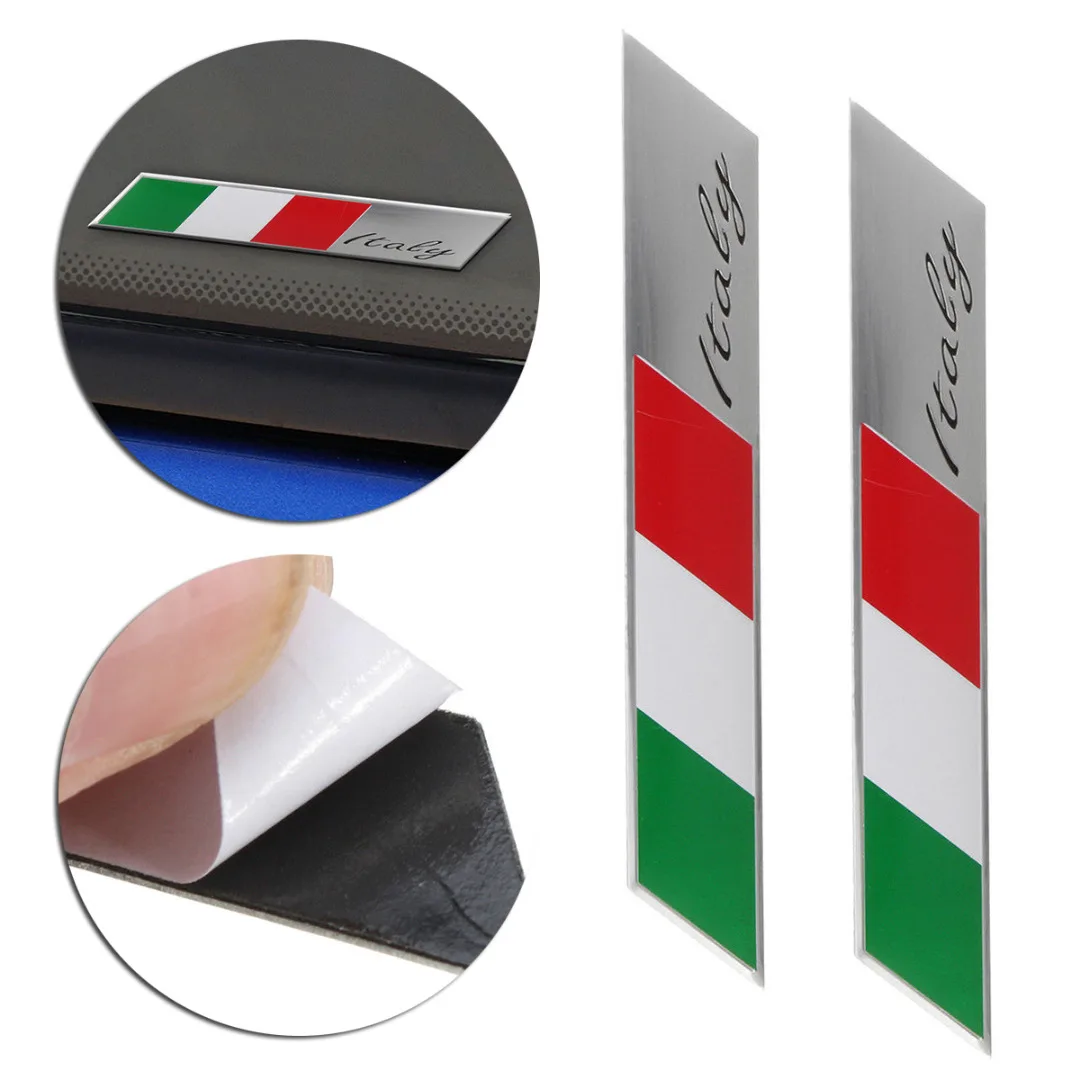 For Car Interior Exterior Decoration 2pcs Aluminum Italy Flag Car Emblem 3D Design Italian Badge Sticker Decal Decors Mayitr