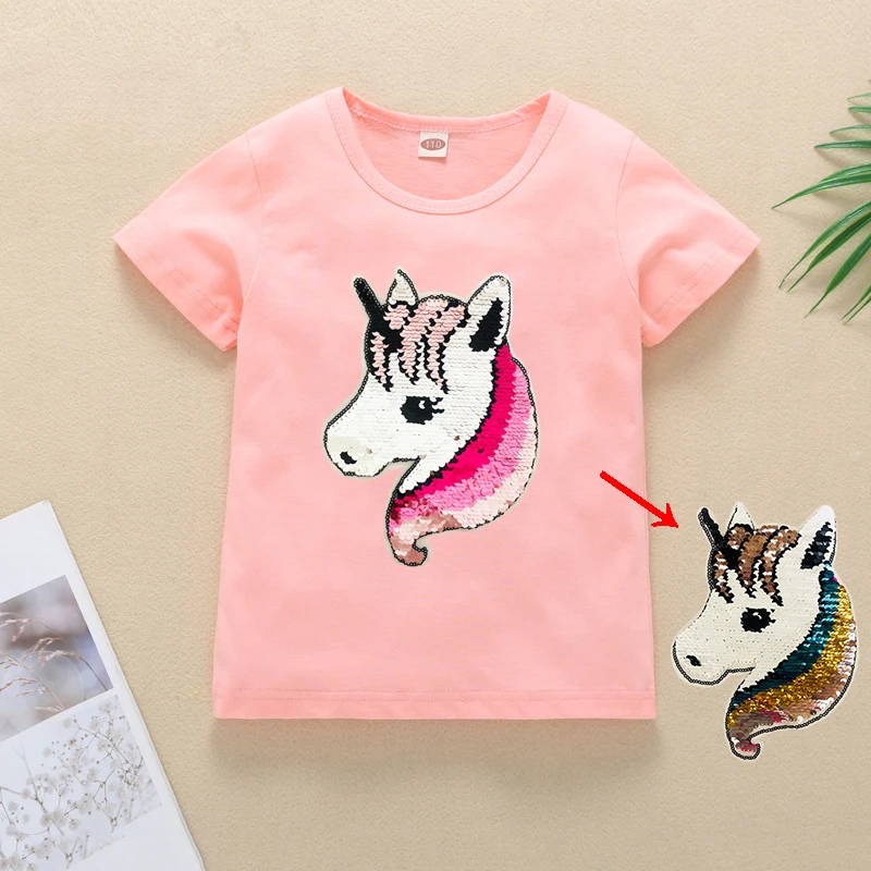 

Toddler Kids Girls Unicorn Party Tops Summer Short Sleeve T-shirts For Girl Clothes Casual TShirt 3 4 5 6 7 8 Year Baby Clothes