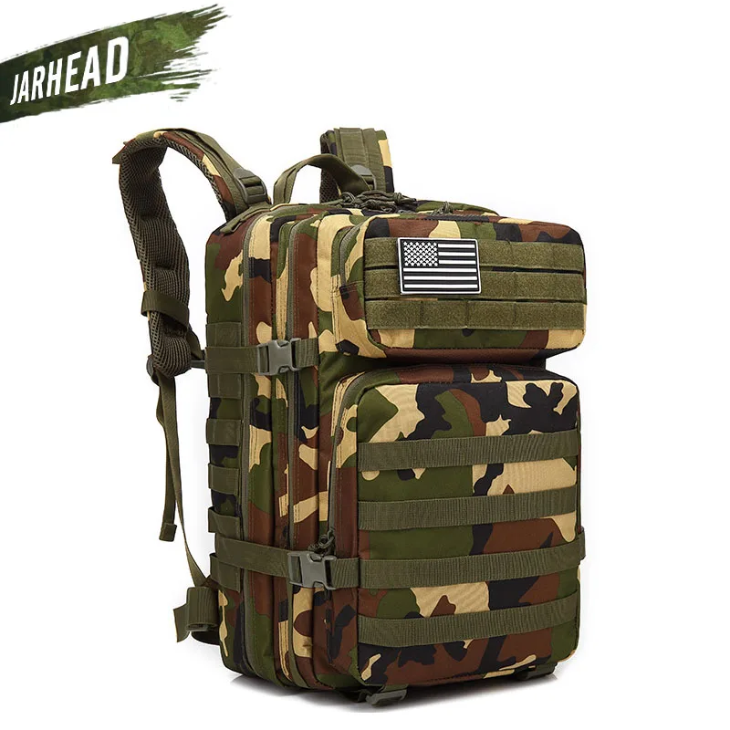 JUNGLE CAMO Большой емкости мужские армейские тактические рюкзаки Camo Военные штурмовые сумки для улицы 3P EDC Molle пакет для треккинга кемпинга охоты - Цвет: JUNGLE CAMO