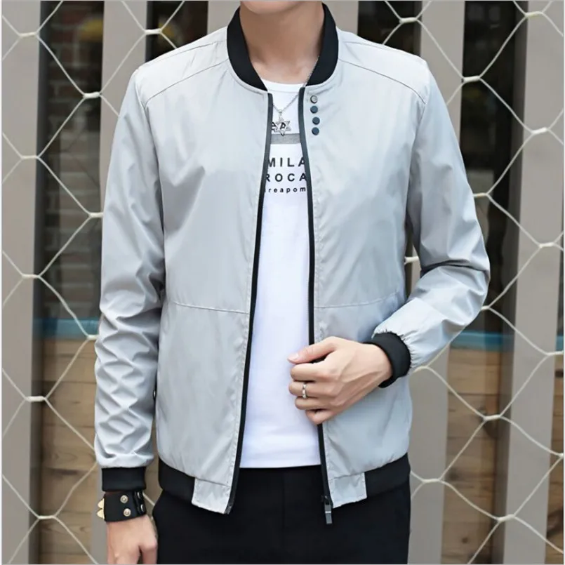 Big Size 4XL Mens Spring Summer Jackets Casual Thin Male Windbreakers College Bomber Black