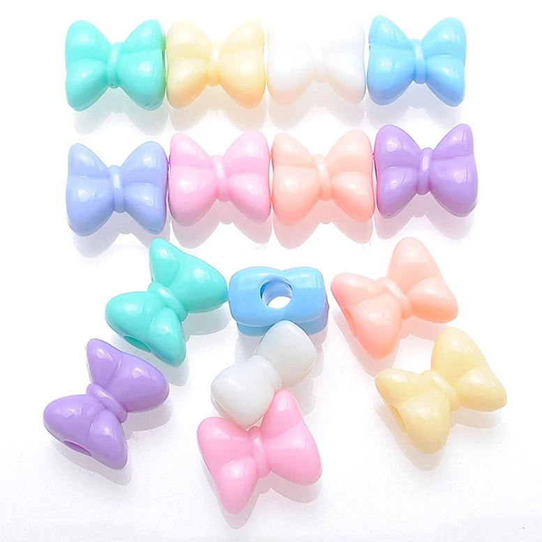 

Mixed Spring Colors Large Hole Bow Acrylic Loose Beads DIY Jewelry Making Accessories 100pcs IC-29